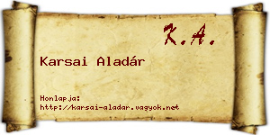 Karsai Aladár névjegykártya